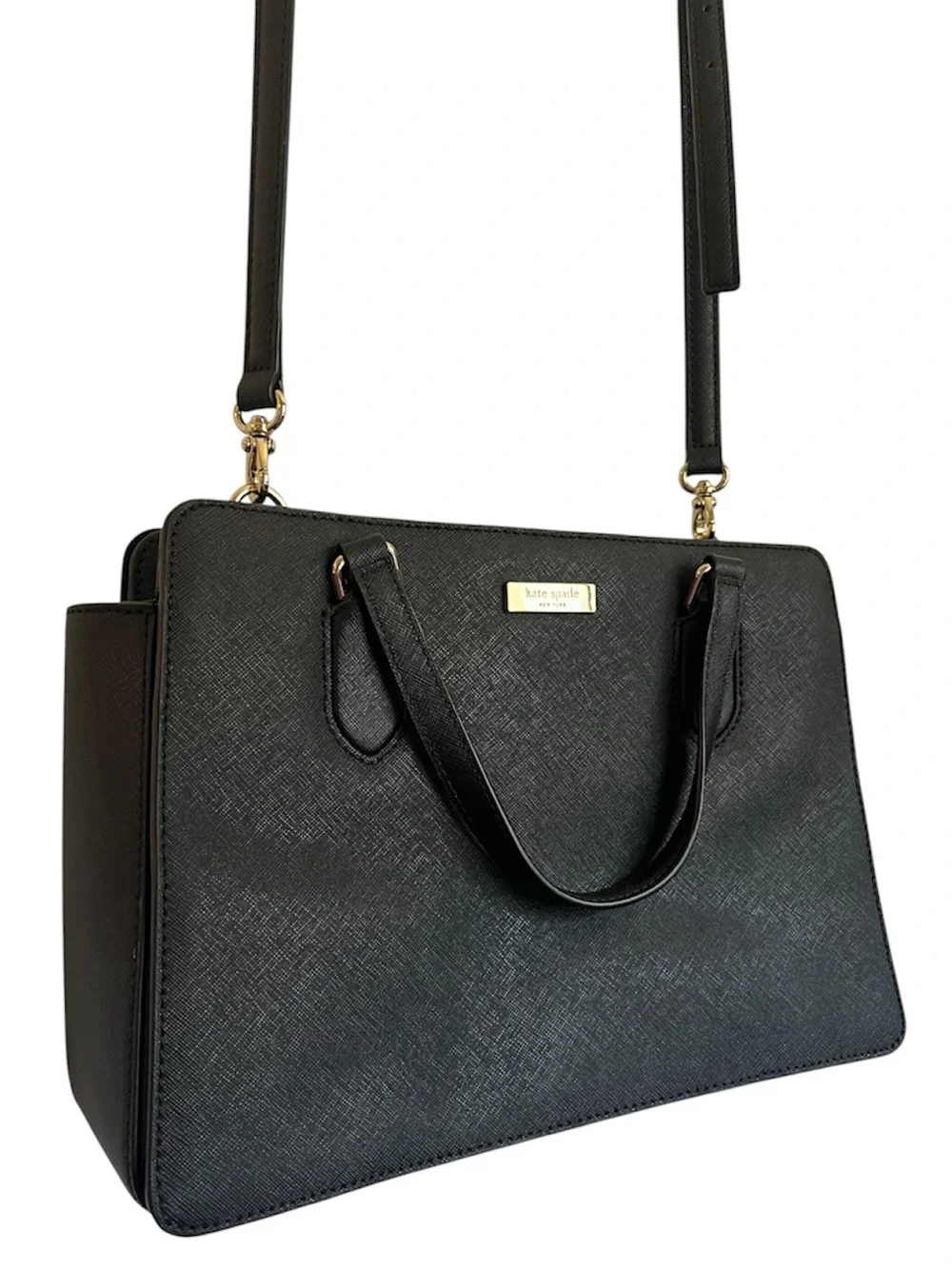 Kate Spade New York Laurel Way Reese Satchel Bag In Black EUC Saffiano Leather